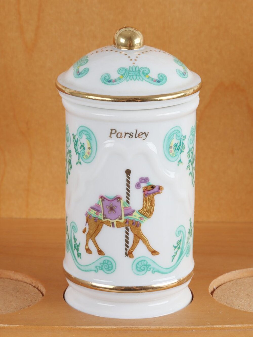 Vintage LENOX Parsley Spice Jar & Lid - The Spice Carousel Collection